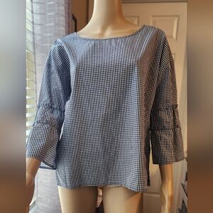Socialite Navy Checkered Blouse
